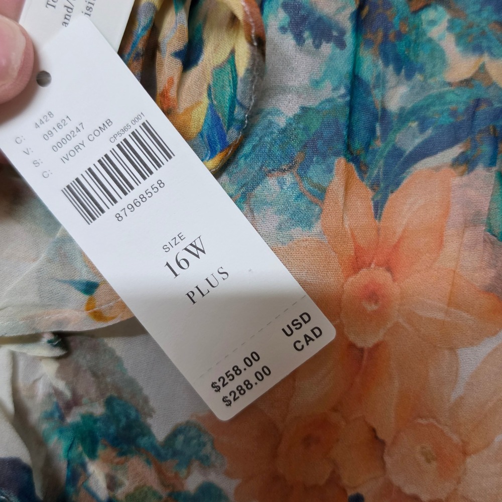 Anthropologie Ruffled Lace High-Low Floral Dress Ivory Comb 16W Plus NWT Boho - Picture 4 of 13